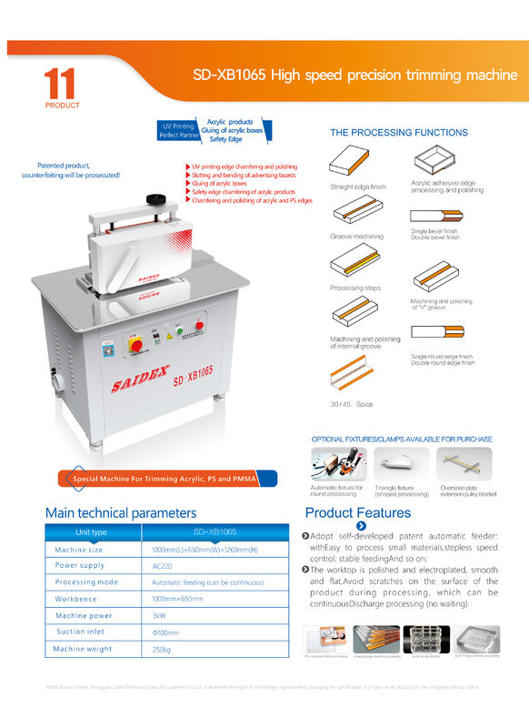 Acrylic edge polisher bevel or straight finish Acrylic automatic feed processing mode voltage 220v